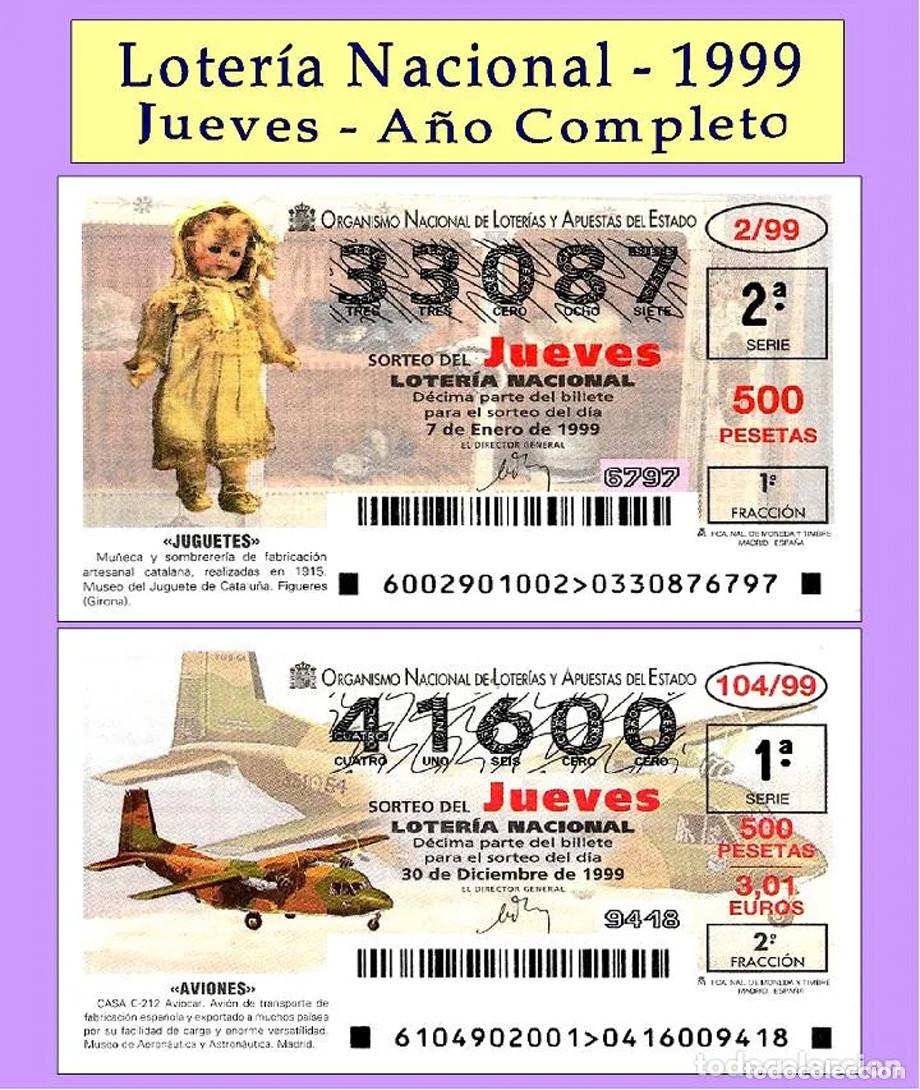 Cupones ONCE: 1999 - Loter&iacute;a Nacional / Todos los sorteos de los Jueves A&ntilde;o completo / Buena calidad