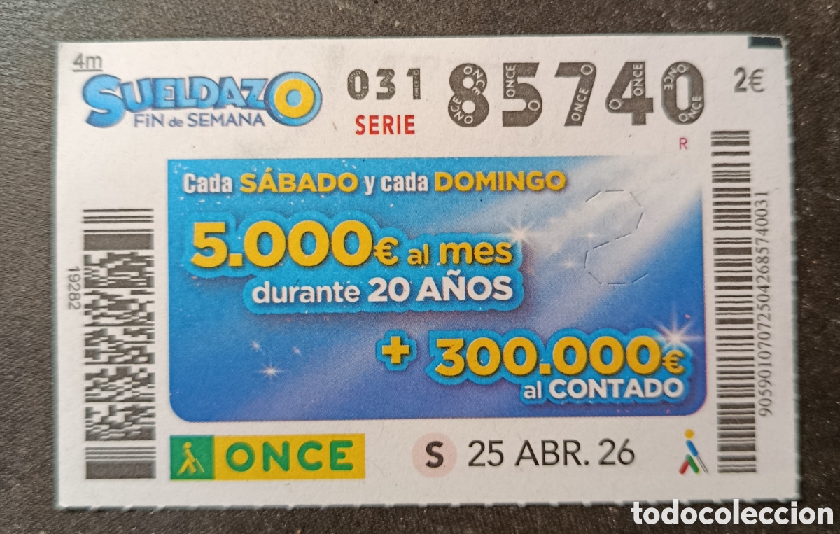 Cupones ONCE: N&deg; 85740 (25/ABRIL/2026) - Foto 1