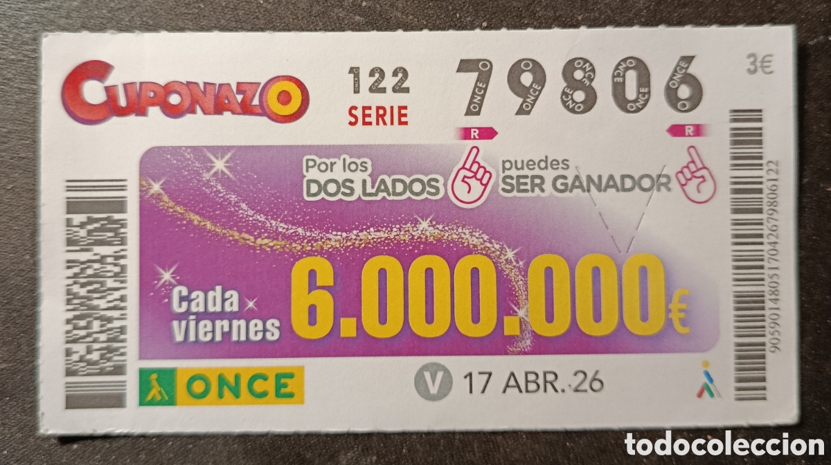 Cupones ONCE: N&deg; 79806 (17/ABRIL/2026)