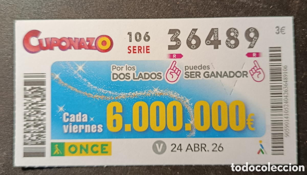 Cupones ONCE: N&deg; 36489 (24/ABRIL/2026)