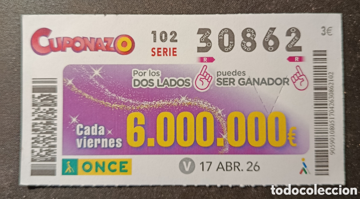 Cupones ONCE: N&deg; 30862 (17/ABRIL/2026)