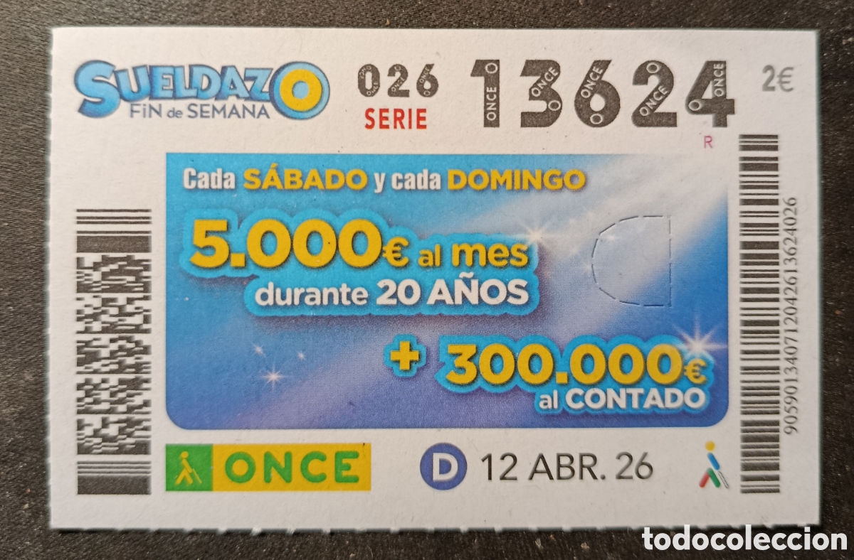 Cupones ONCE: N&deg; 13624 (12/ABRIL/2026)