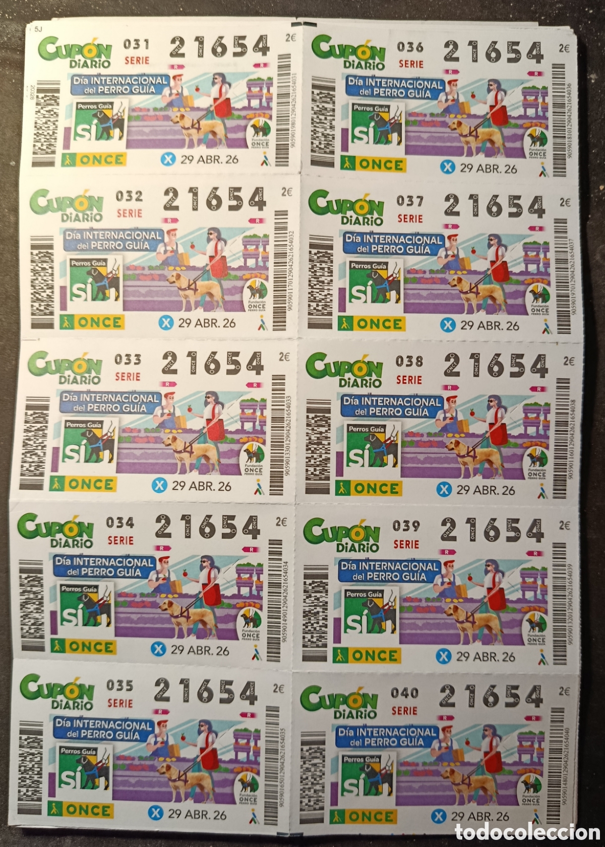 Cupones ONCE: N&deg; 21654 (29/ABRIL/2026)-HOJA COMPLETA