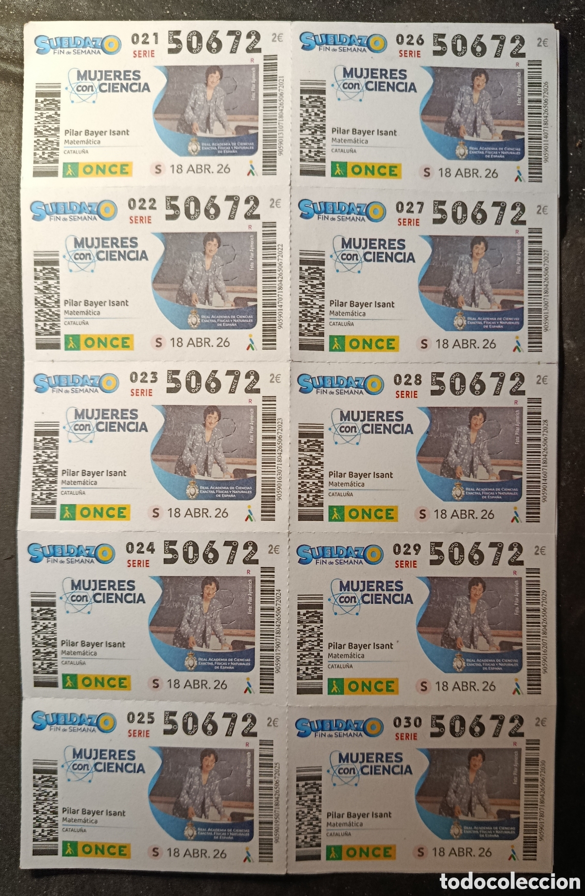 Cupones ONCE: N&deg; 50672 (18/ABRIL/2026)-CATALU&Ntilde;A (HOJA COMPLETA)