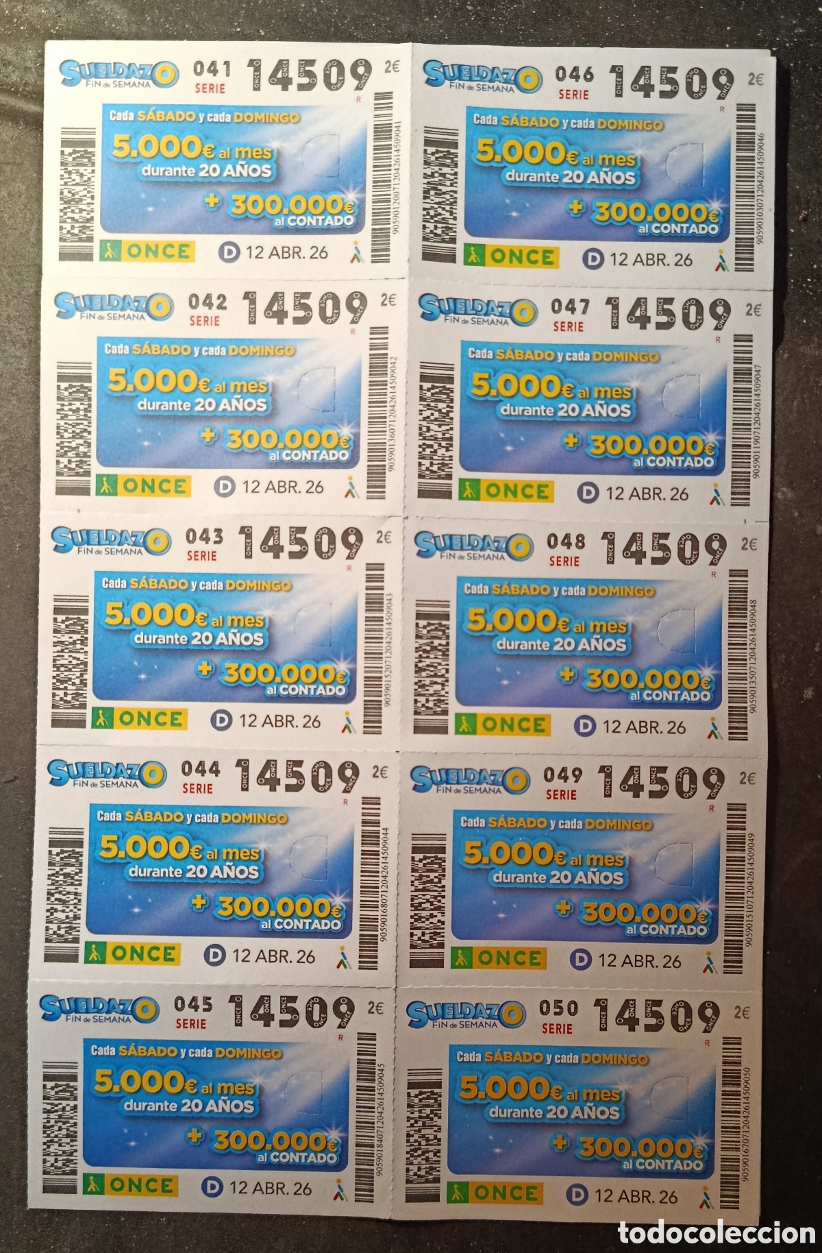 Cupones ONCE: N&deg; 14509 (12/ABRIL/2026)-HOJA COMPLETA - Foto 1