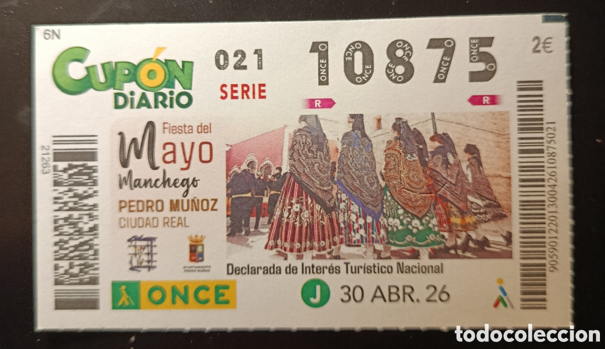 Cupones ONCE: N&deg; 10875 (30/ABRIL/2026)-CIUDAD REAL