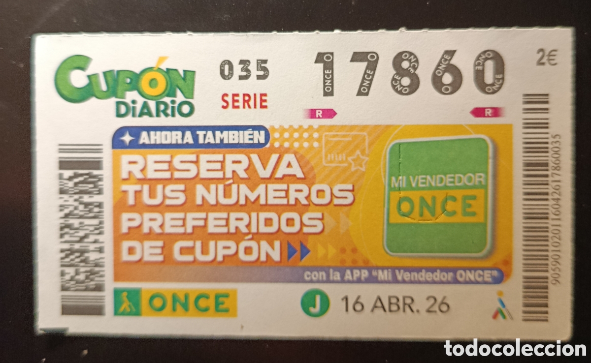 Cupones ONCE: N&deg; 17860 (16/ABRIL/2026) - Foto 1
