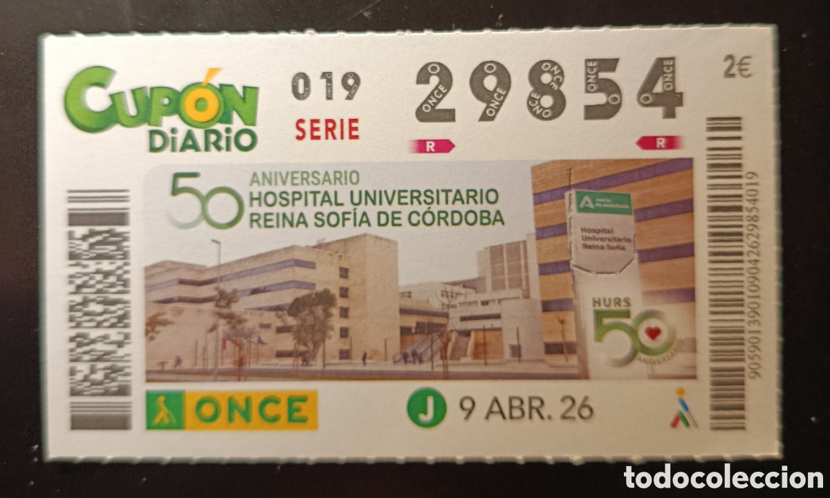 Cupones ONCE: N&deg; 29854 (9/ABRIL/2026)-C&Oacute;RDOBA