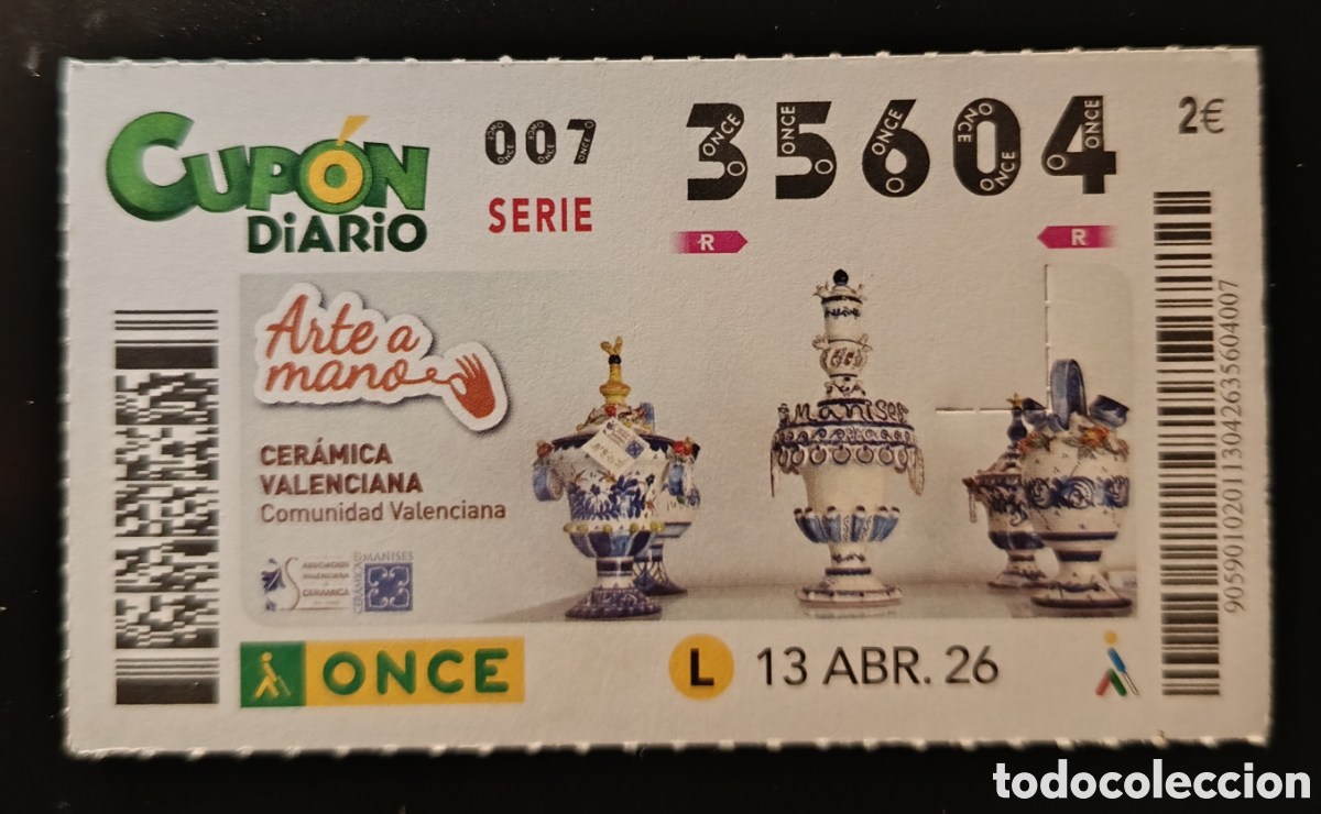 Cupones ONCE: N&deg; 35604 (13/ABRIL/2026)-VALENCIA - Foto 1