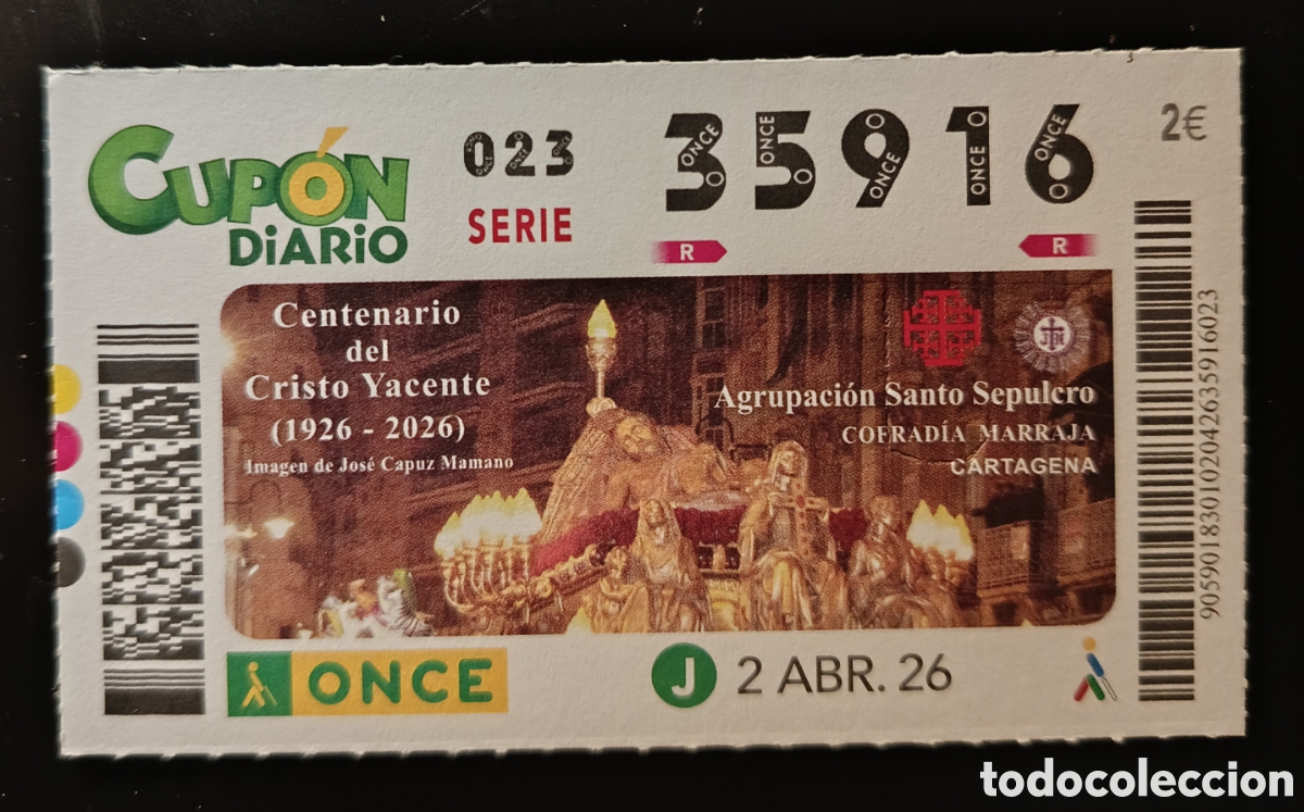 Cupones ONCE: N&deg; 35916 (2/ABRIL/2026)-MURCIA - Foto 1