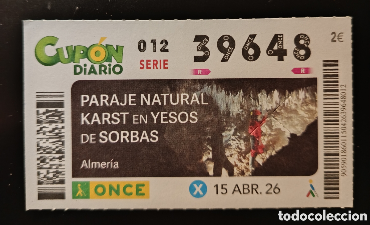 Cupones ONCE: N&deg; 39648 (15/ABRIL/2026)-ALMER&Iacute;A