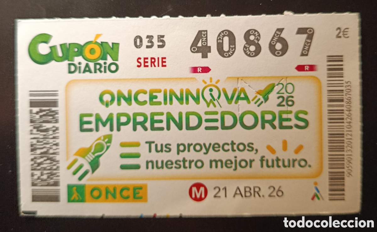 Cupones ONCE: N&deg; 40867 (21/ABRIL/2026) - Foto 1