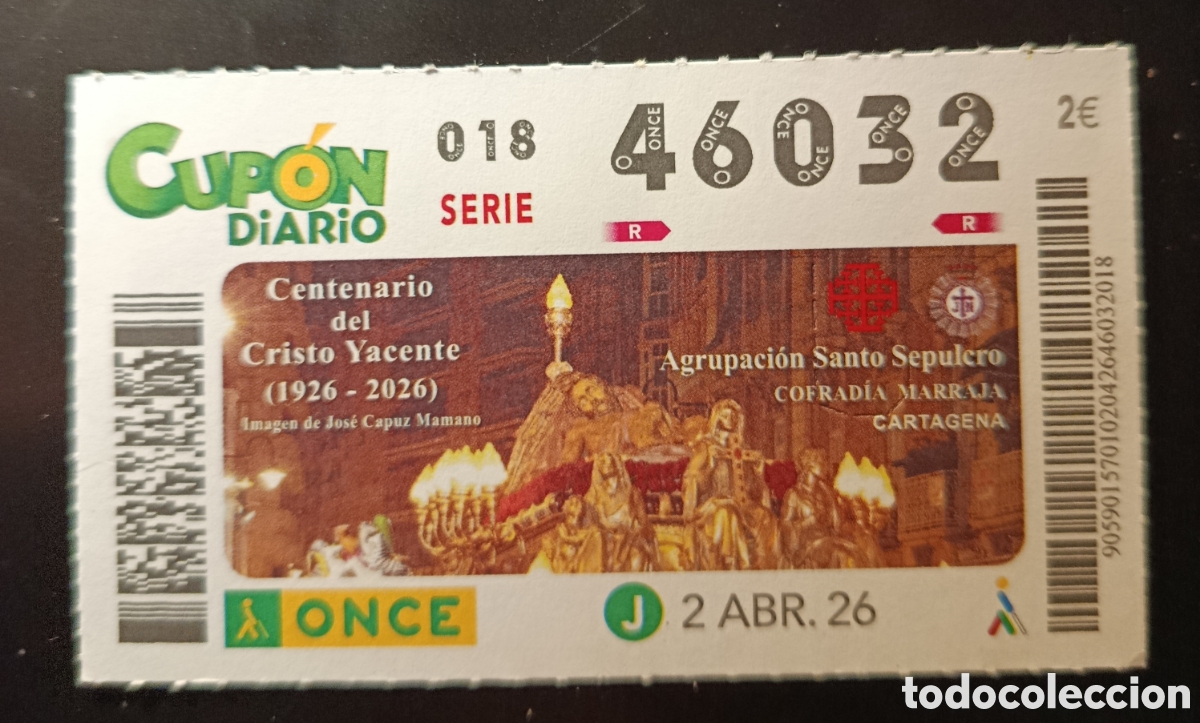 Cupones ONCE: N&deg; 46032 (2/ABRIL/2026)-MURCIA