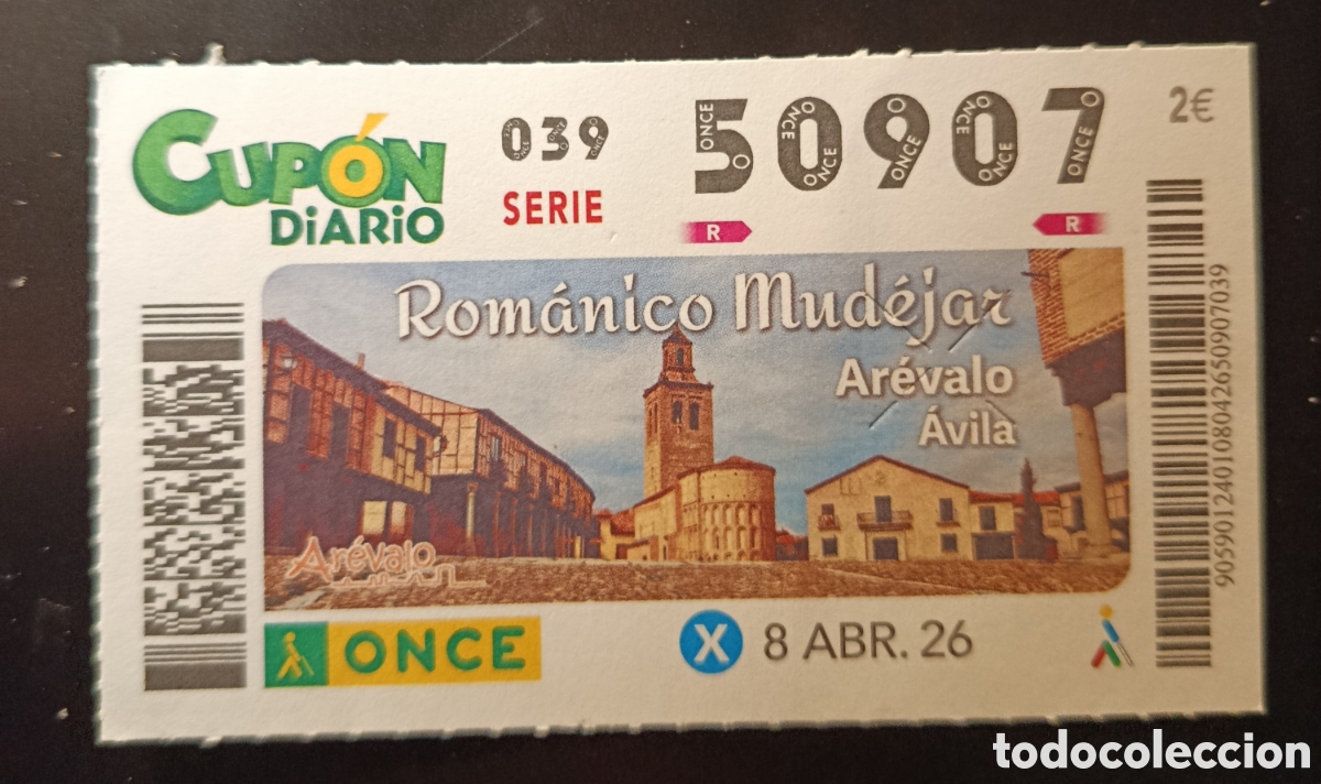 Cupones ONCE: N&deg; 50907 (8/ABRIL/2026)-&Aacute;VILA - Foto 1