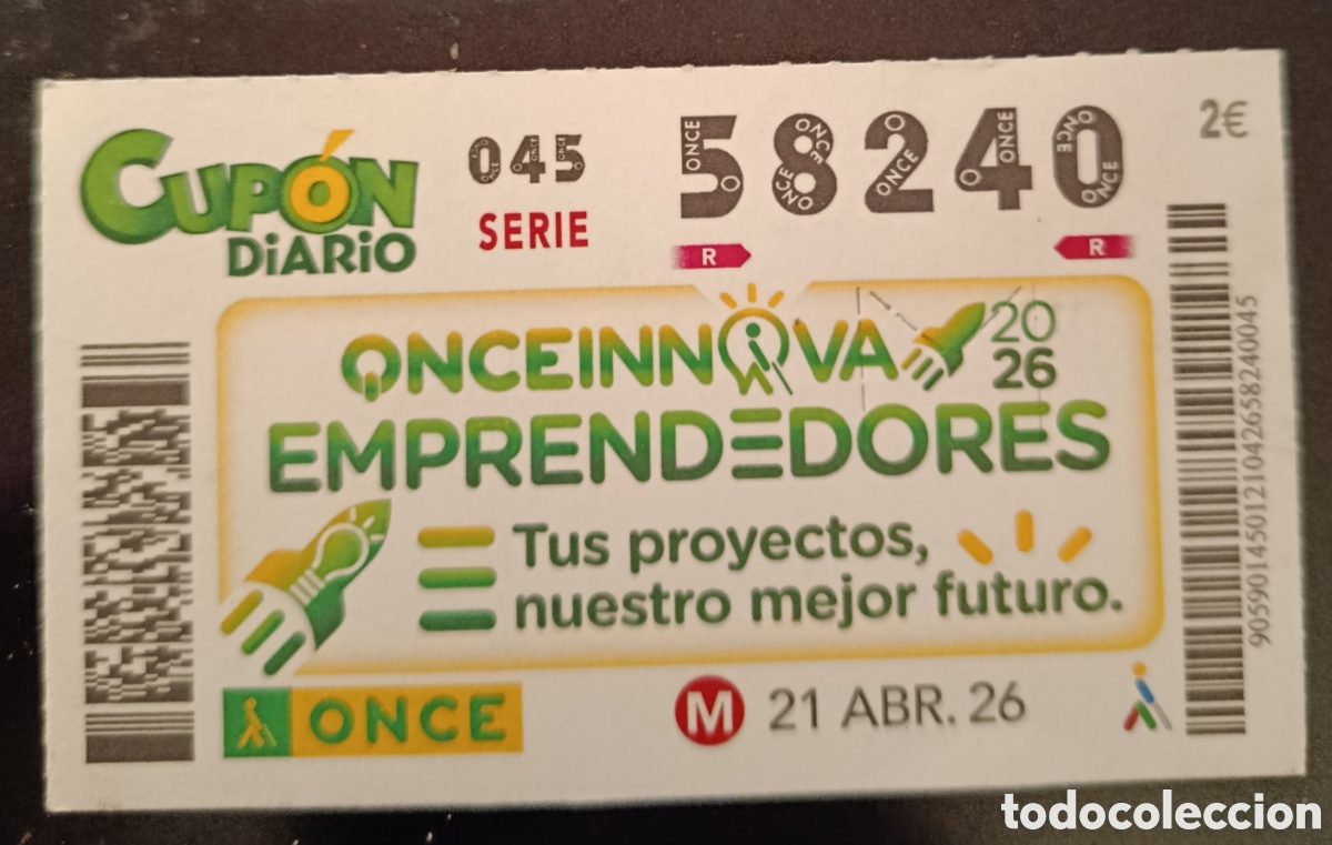 Cupones ONCE: N&deg; 58240 (21/ABRIL/2026) - Foto 1