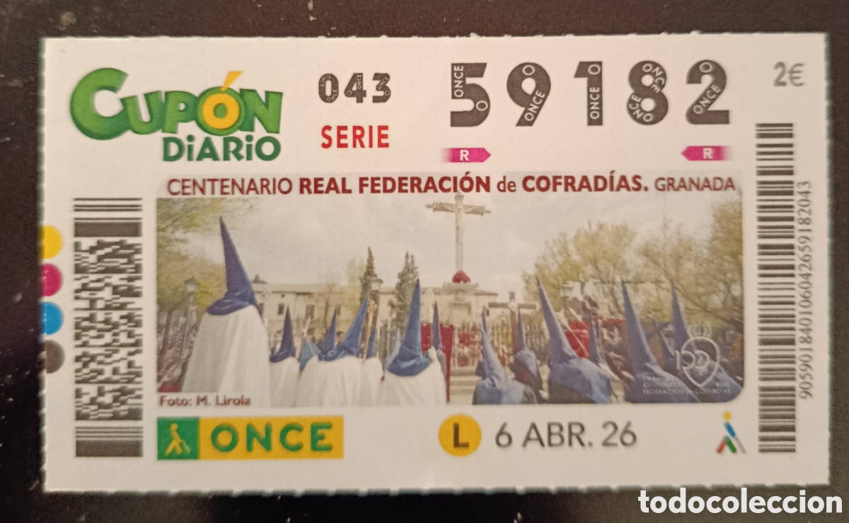 Cupones ONCE: N&deg; 59182 (6/ABRIL/2026)-GRANADA