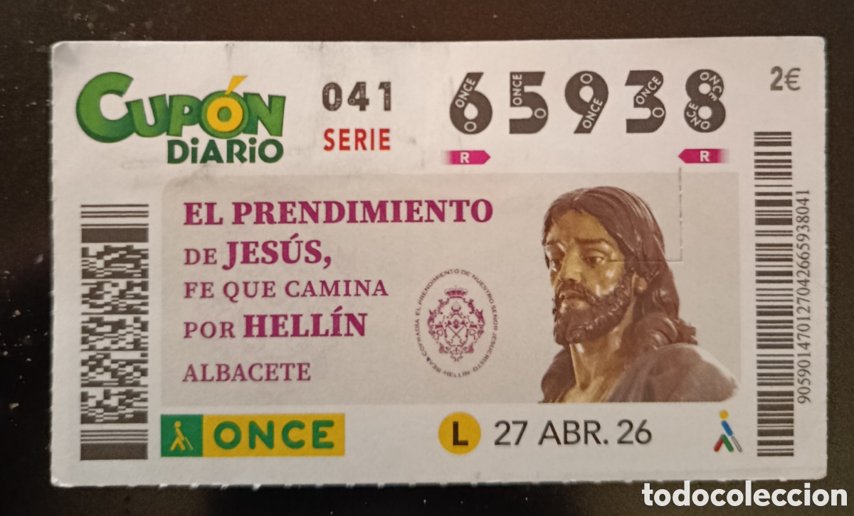 Cupones ONCE: N&deg; 65938 (27/ABRIL/2026)-ALBACETE