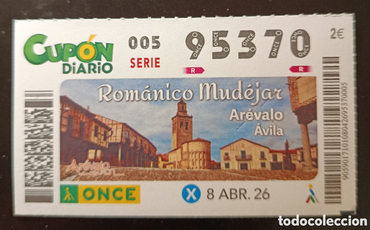 Cupones ONCE: N&deg; 95370 (8/ABRIL/2026)-&Aacute;VILA