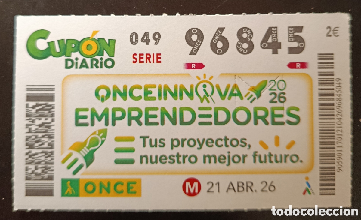 Cupones ONCE: N&deg; 96845 (21/ABRIL/2026)