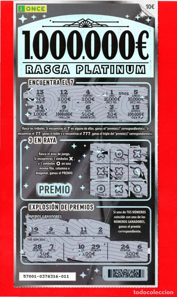 Cupones ONCE: RASCA DE LA ONCE - PLATINUM 2026