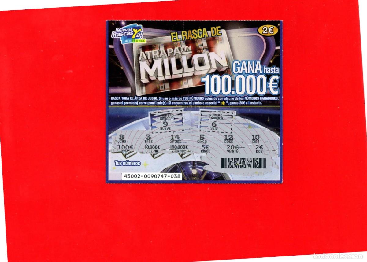 Cupones ONCE: RASCA DE LA ONCE - ATRAPA UN MILLON - 2014 (Doblado)