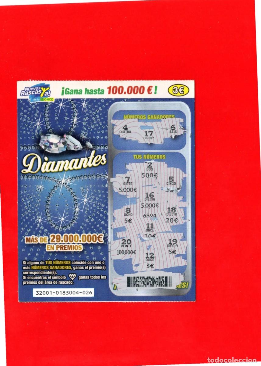 Cupones ONCE: RASCA DE LA ONCE - Diamantes - 2012