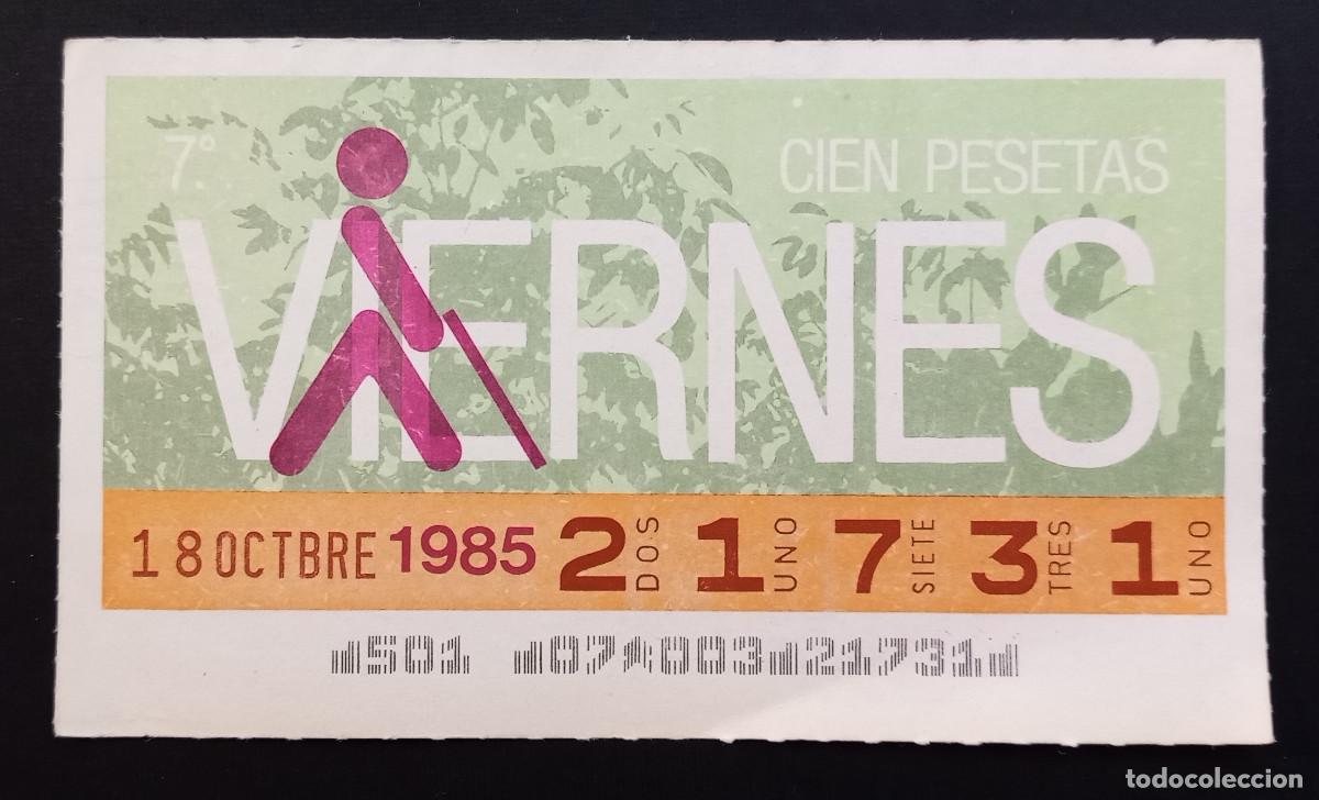 Cupones ONCE: CUP&Oacute;N ONCE - 18-OCTUBRE-1985