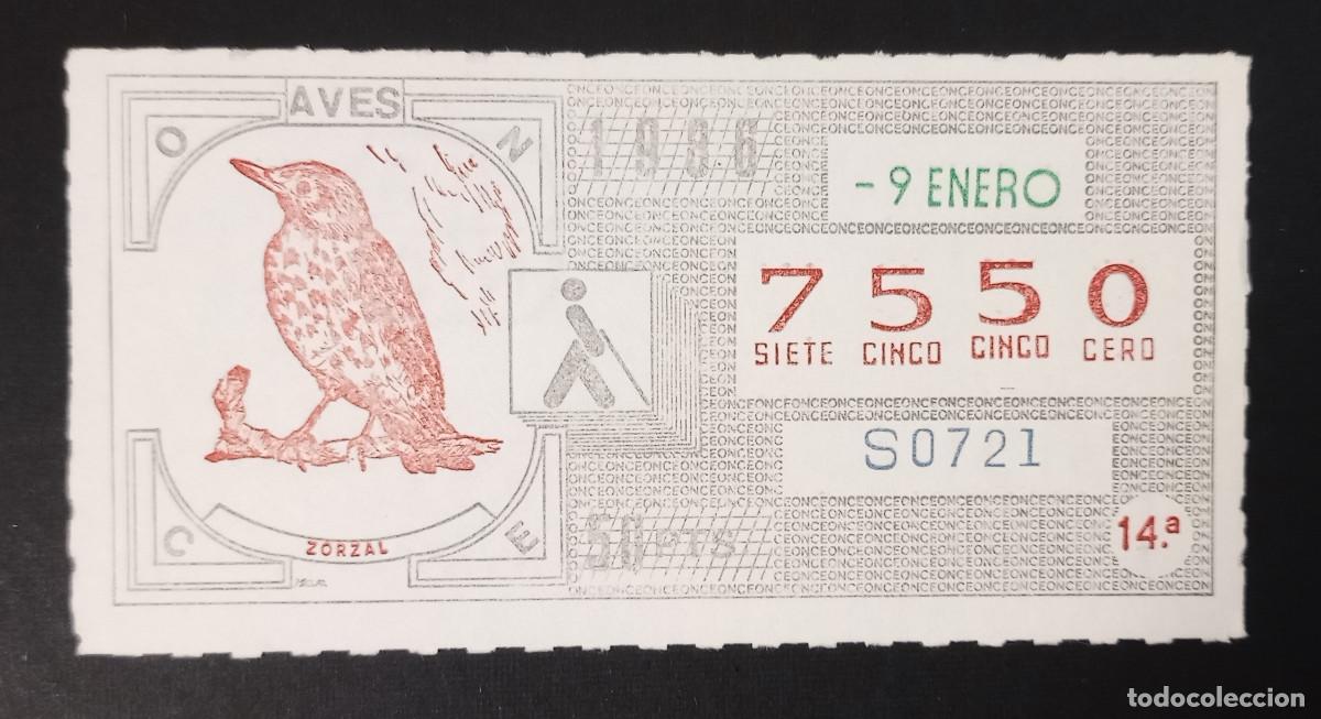 Cupones ONCE: CUP&Oacute;N ONCE - 9-ENERO-1986 - AVES, ZORZAL