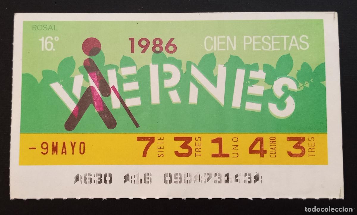 Cupones ONCE: CUP&Oacute;N ONCE - 9-MAYO-1986 - ROSAL - Foto 1