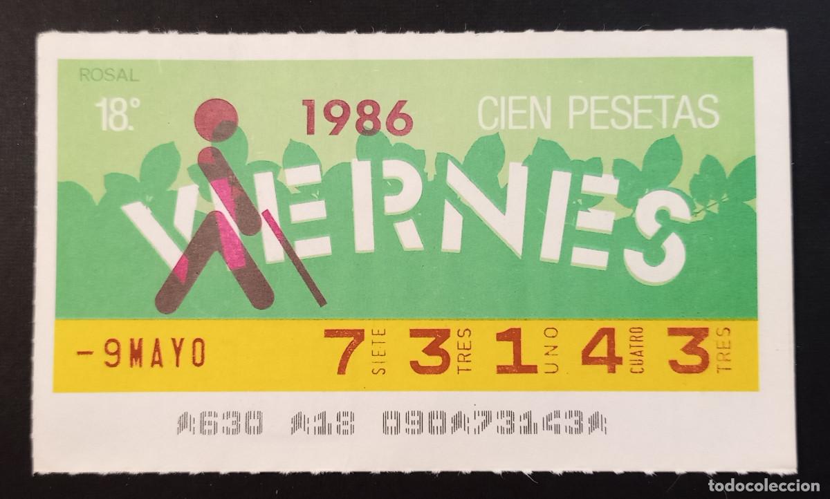 Cupones ONCE: CUP&Oacute;N ONCE - 9-MAYO-1986 - ROSAL - Foto 1