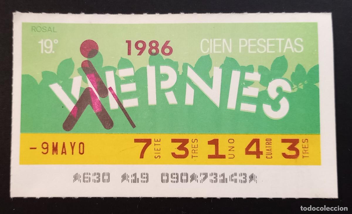 Cupones ONCE: CUP&Oacute;N ONCE - 9-MAYO-1986 - ROSAL - Foto 1