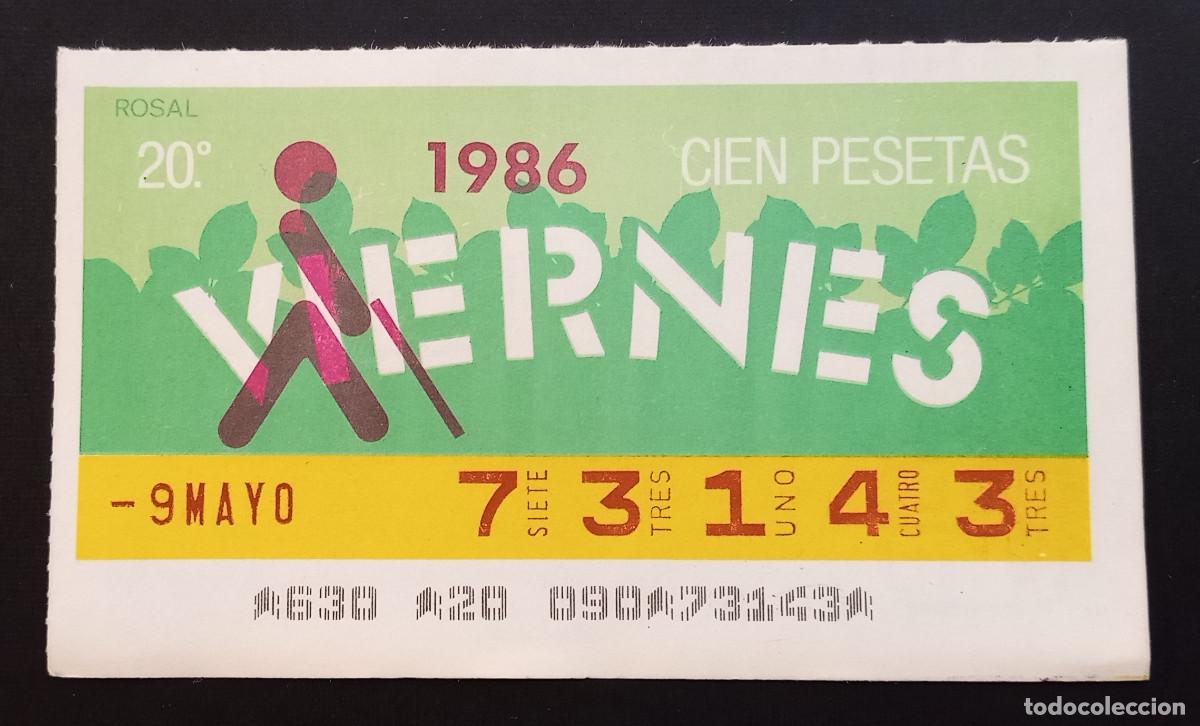 Cupones ONCE: CUP&Oacute;N ONCE - 9-MAYO-1986 - ROSAL