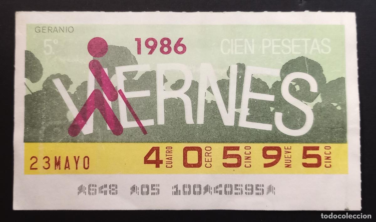 Cupones ONCE: CUP&Oacute;N ONCE - 23-MAYO-1986 - GERANIO