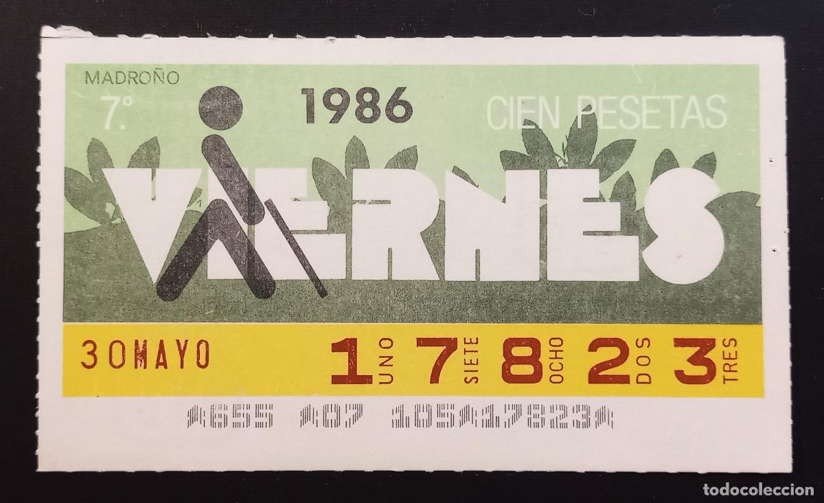 Cupones ONCE: CUP&Oacute;N ONCE - 30-MAYO-1986 - MADRO&Ntilde;O - Foto 1