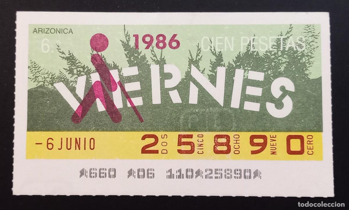 Cupones ONCE: CUP&Oacute;N ONCE - 6-JUNIO-1986 - ARIZONICA - Foto 1