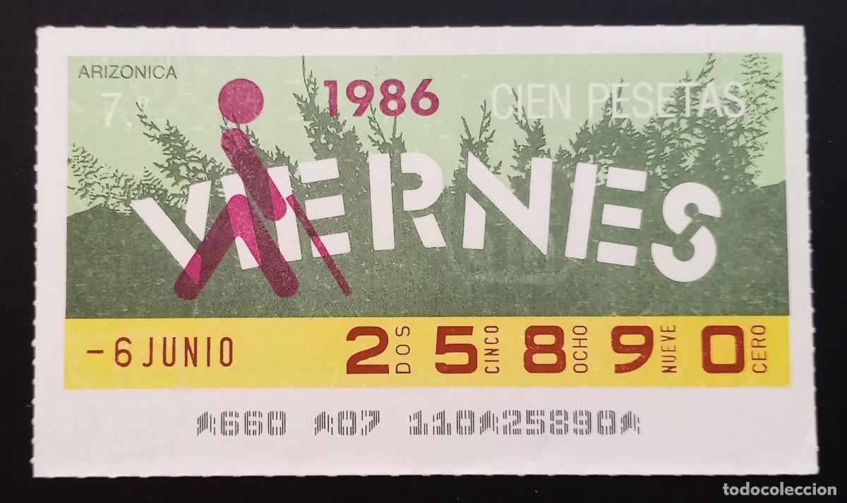 Cupones ONCE: CUP&Oacute;N ONCE - 6-JUNIO-1986 - ARIZONICA