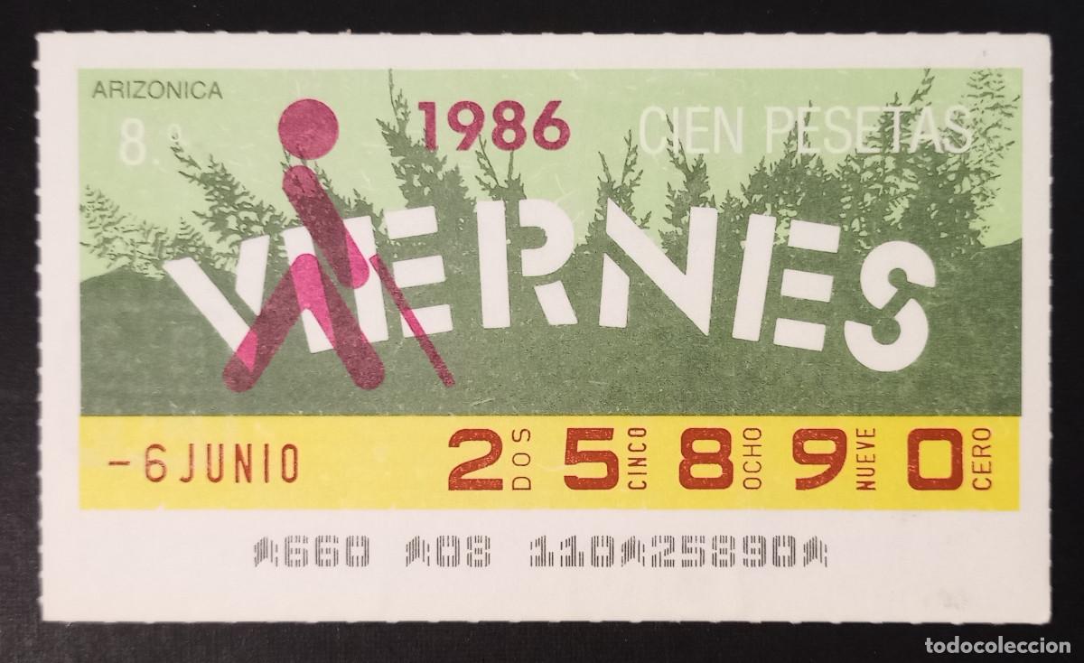 Cupones ONCE: CUP&Oacute;N ONCE - 6-JUNIO-1986 - ARIZONICA - Foto 1