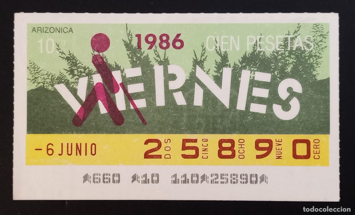 Cupones ONCE: CUP&Oacute;N ONCE - 6-JUNIO-1986 - ARIZONICA - Foto 1