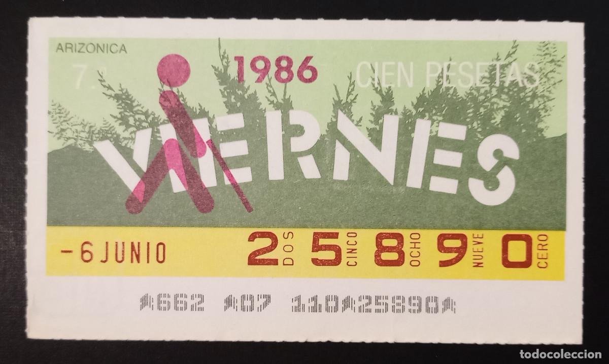 Cupones ONCE: CUP&Oacute;N ONCE - 6-JUNIO-1986 - ARIZONICA - Foto 1