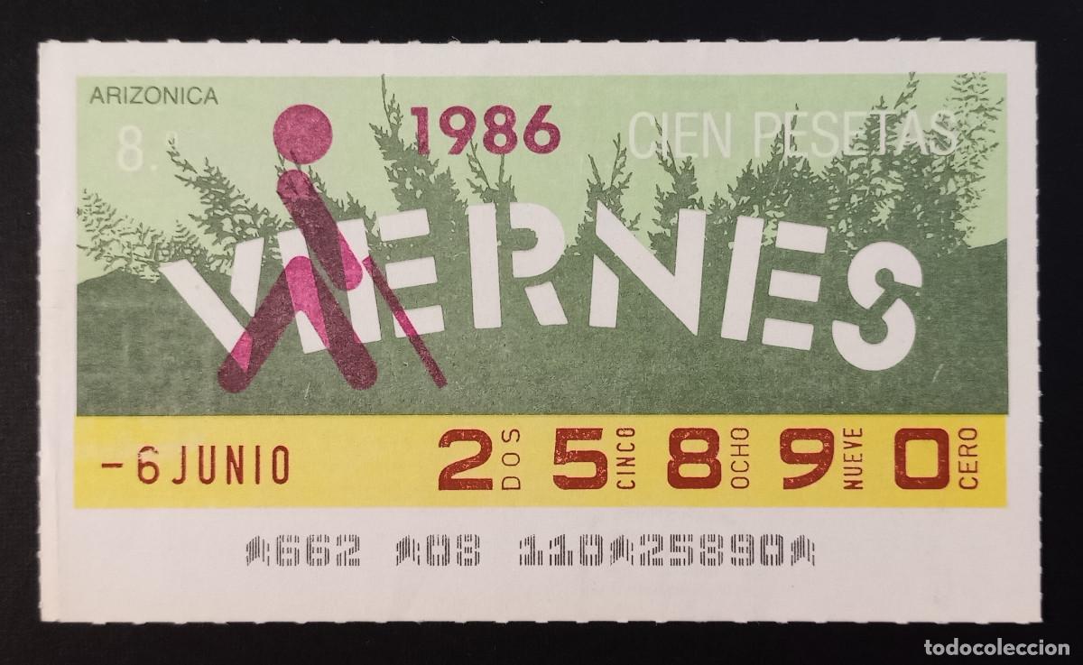 Cupones ONCE: CUP&Oacute;N ONCE - 6-JUNIO-1986 - ARIZONICA - Foto 1