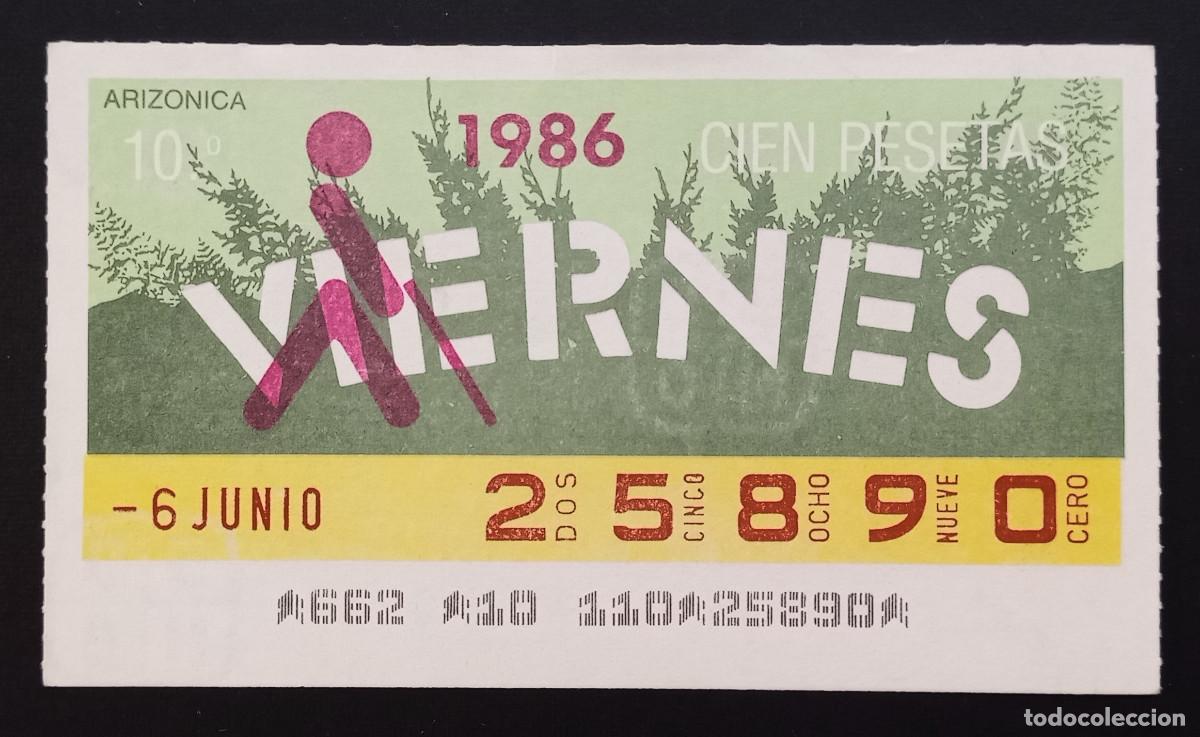 Cupones ONCE: CUP&Oacute;N ONCE - 6-JUNIO-1986 - ARIZONICA - Foto 1