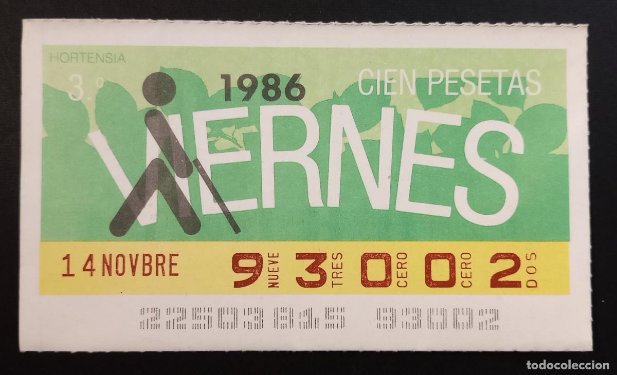ONCE Coupons: CUP&Oacute;N ONCE - 14-NOVIEMBRE-1986 - HORTENSIA