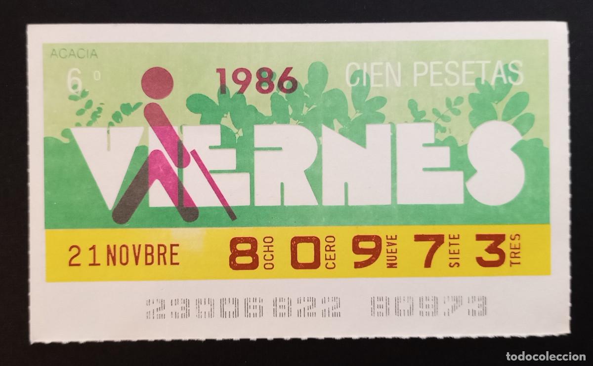 Cupones ONCE: CUP&Oacute;N ONCE - 21-NOVIEMBRE-1986 - ACACIA