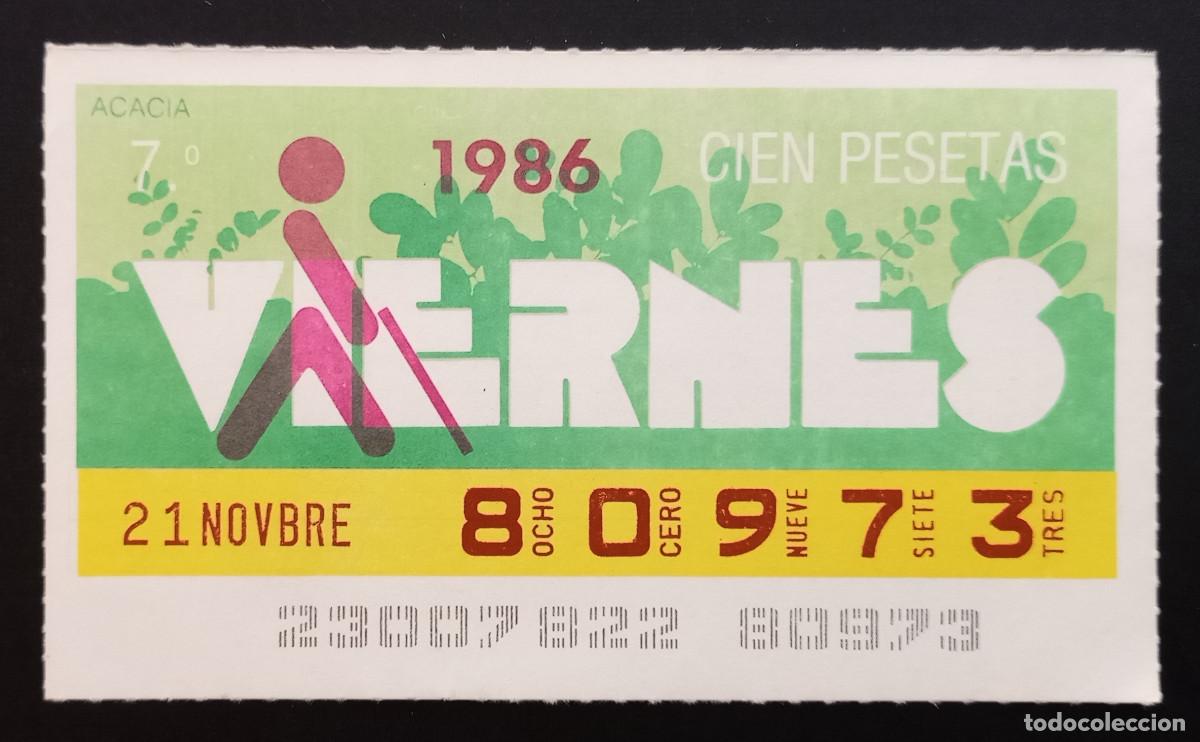 Cupones ONCE: CUP&Oacute;N ONCE - 21-NOVIEMBRE-1986 - ACACIA