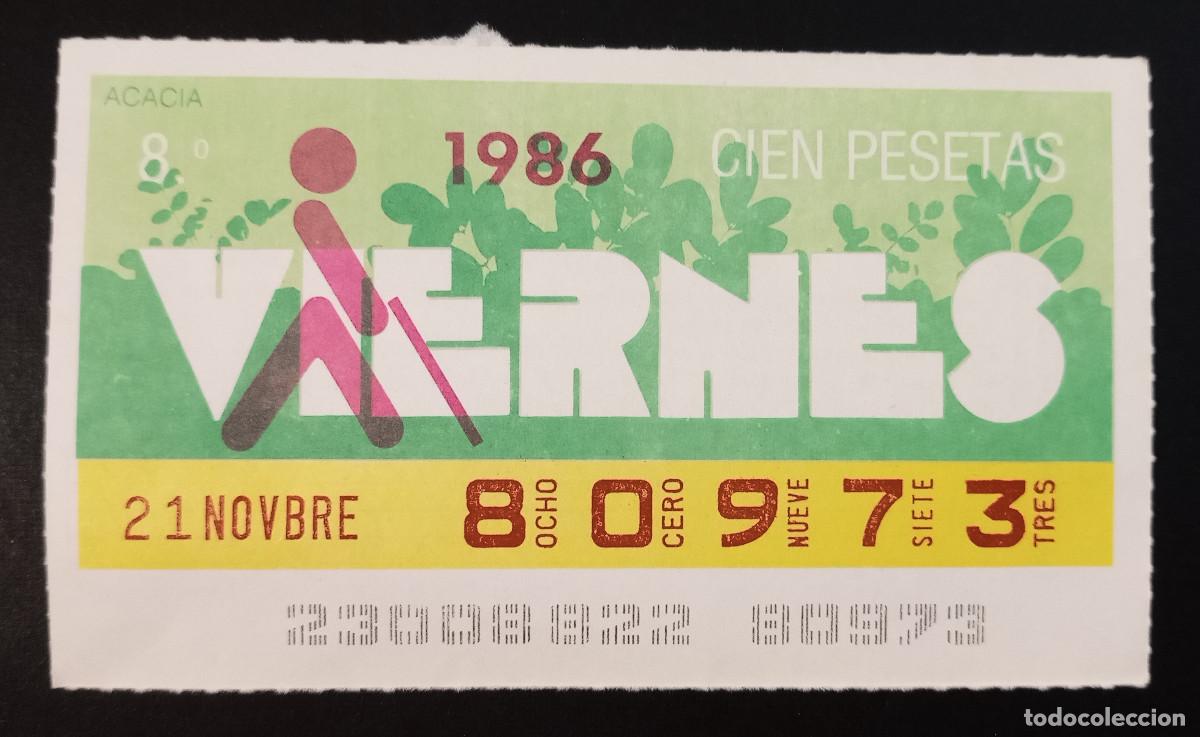 Cupones ONCE: CUP&Oacute;N ONCE - 21-NOVIEMBRE-1986 - ACACIA