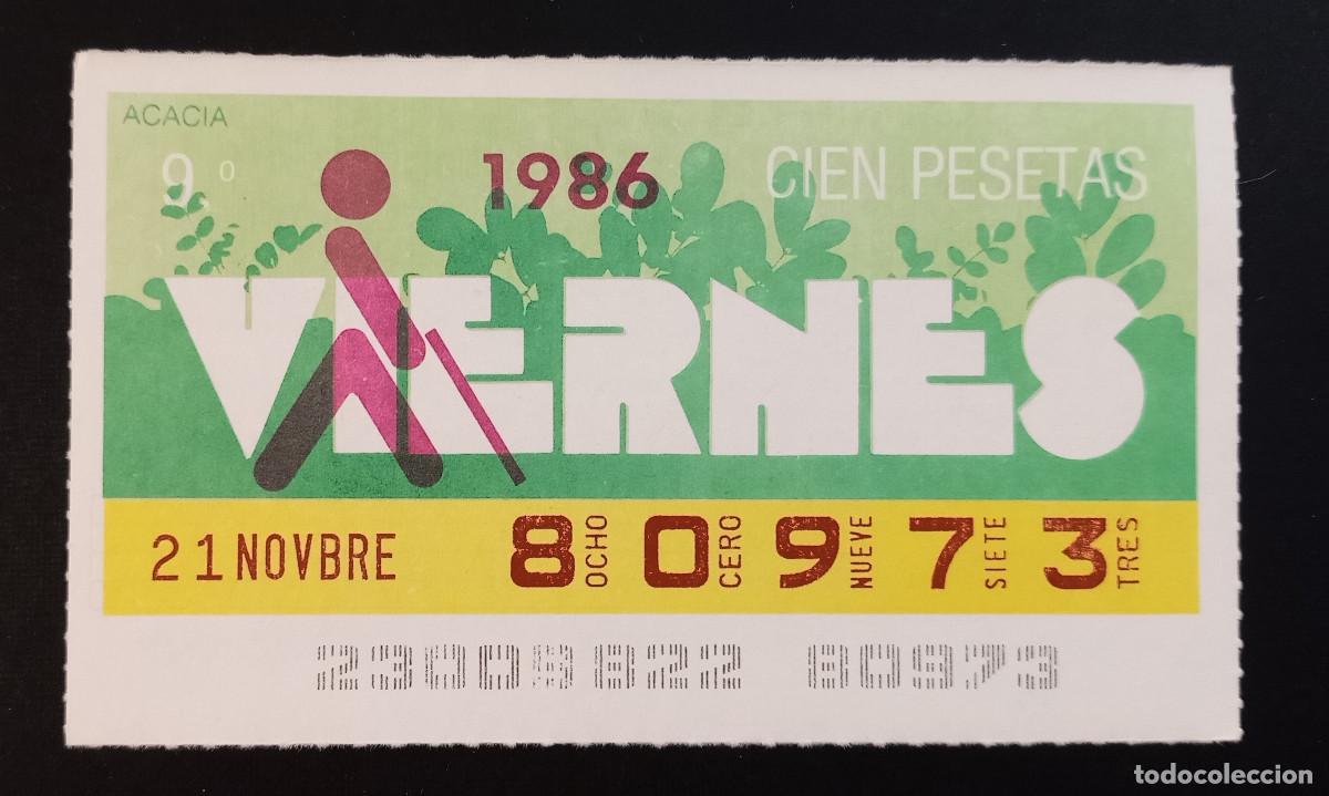 Cupones ONCE: CUP&Oacute;N ONCE - 21-NOVIEMBRE-1986 - ACACIA