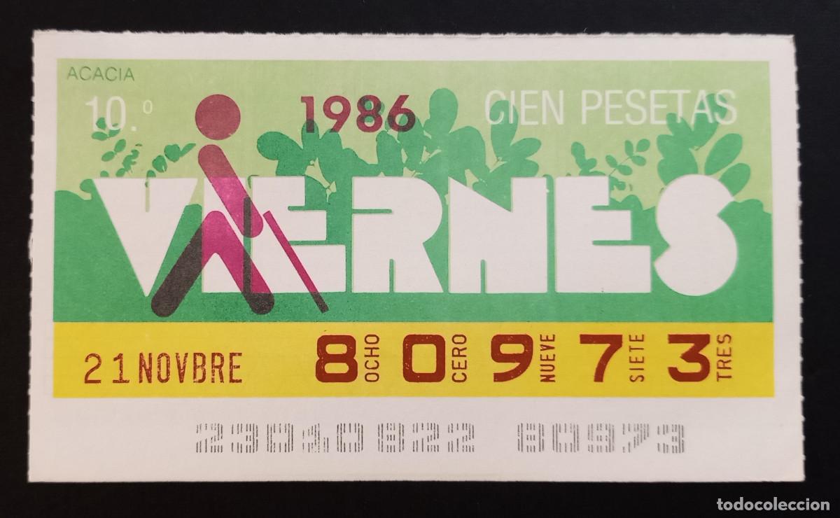 Cupones ONCE: CUP&Oacute;N ONCE - 21-NOVIEMBRE-1986 - ACACIA