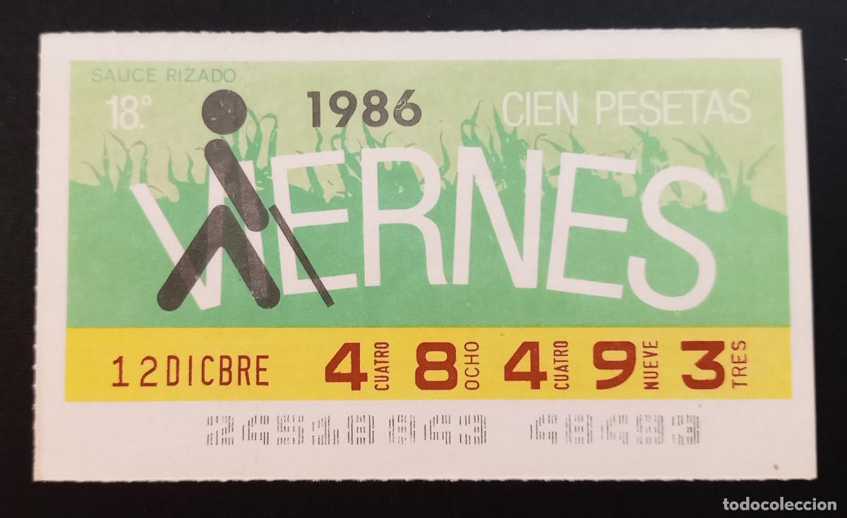 Cupones ONCE: CUP&Oacute;N ONCE - 12-DICIEMBRE-1986 - SAUCE RIZADO