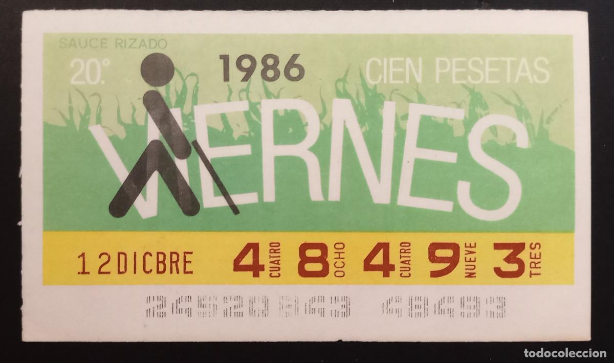 Cupones ONCE: CUP&Oacute;N ONCE - 12-DICIEMBRE-1986 - SAUCE RIZADO