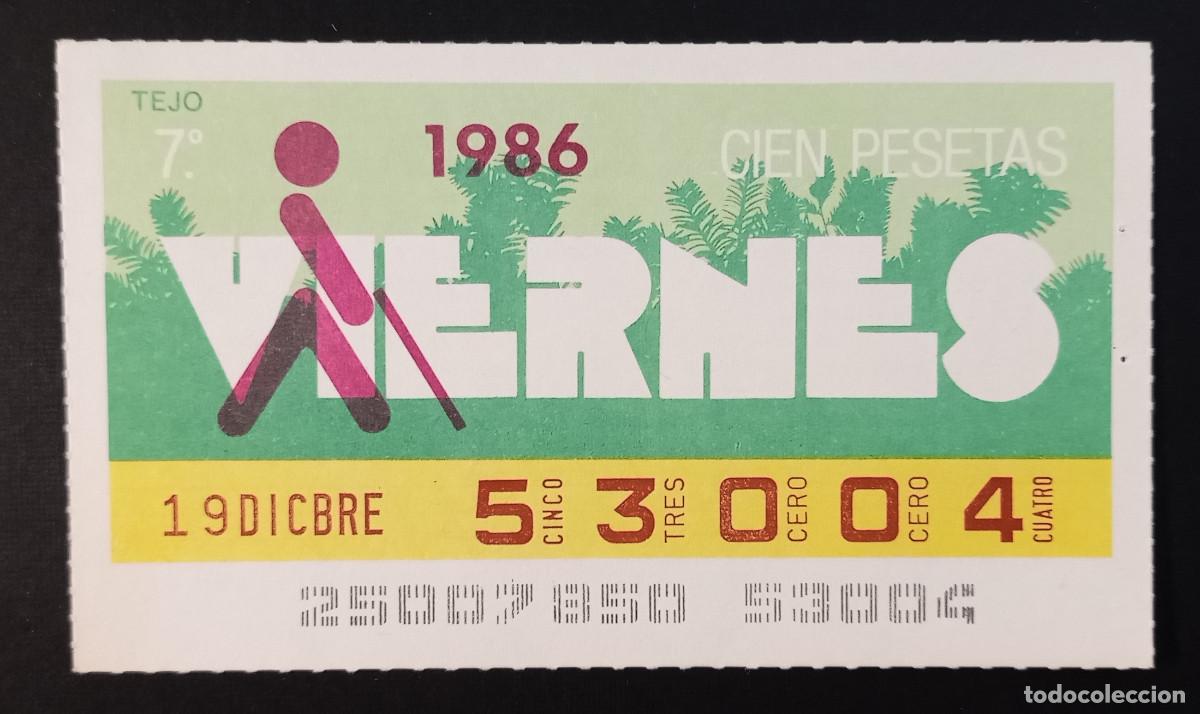 Cupones ONCE: CUP&Oacute;N ONCE - 19-DICIEMBRE-1986 - TEJO